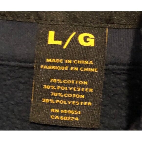 CAT Navy Cotton Hoodie Blue w/ Gray Logo Embroidered Sweatshirt Workwear - Picture 5 of 6